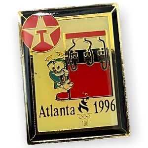 1996 Atlanta Olympics Izzy Sponsor Pin In Great Condition Gold Vintage Gas Pump
